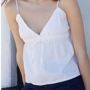 Brandy Melville John Galt White Tie Front Woven Tank